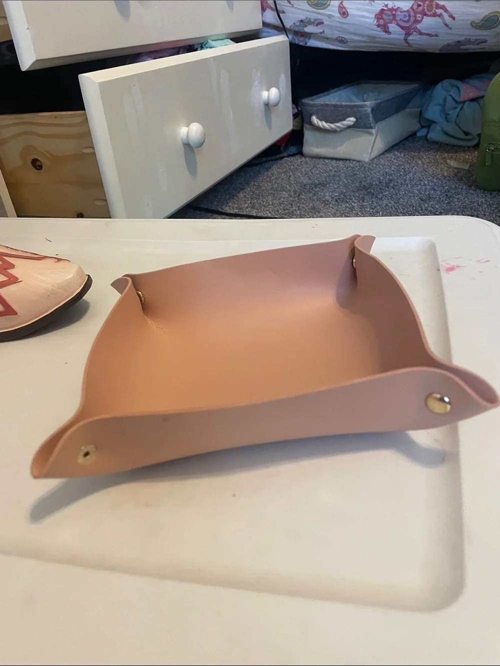 Leather Catchall Tray in Dusty Rose